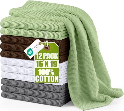 Utopia Towels Ribbed Cotton Kitchen Bar Mops 12 Pack 16x19 in, Variety Pack by Unknown