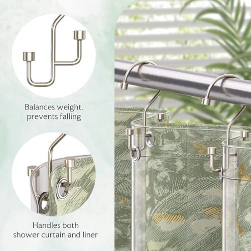 Bathway 12-Pack Double Shower Curtain Hooks, Rust-Resistant Metal Shower - Image 5