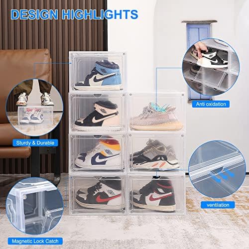 HIYOHIYO 1-Pack Clear Plastic Stackable Shoe Box Organizer, Fit US Size 14 - Image 3