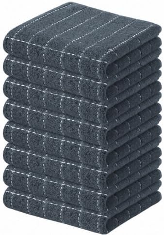 Kitinjoy 100% Cotton Terry Kitchen Towels, 13”x 28”, Dark Grey by Kitinjoy