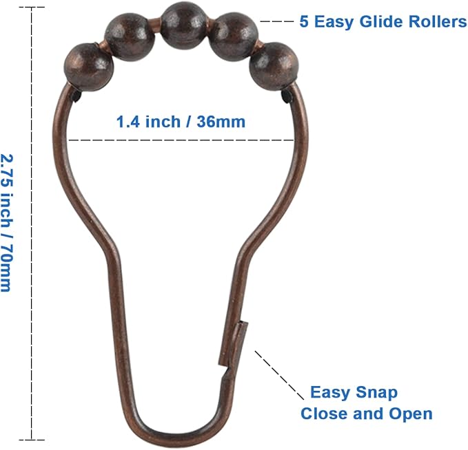 Shower Curtain Hooks Rings, Rustproof Metal Shower Curtain Rings - Image 2