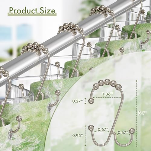 Bathway Nickel Shower Curtain Hooks Rings, Double Shower Hooks - Image 6