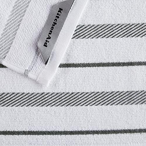KitchenAid Albany Dishcloth 8 Pack Set, Charcoal Grey/White - Image 4