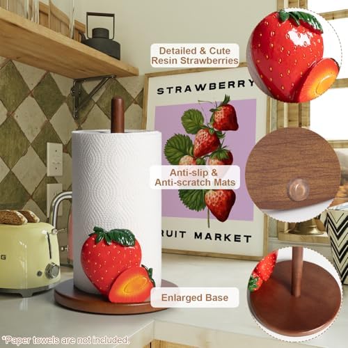 Strawberry Paper Towel Holder Cute Strawberry Kitchen Decor Accessories Red - Image 4