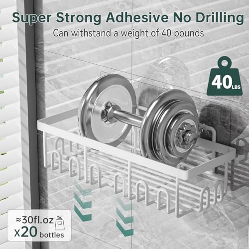 5-Pack Adhesive Shower Caddy for Bathroom & Home Decor White - Image 5