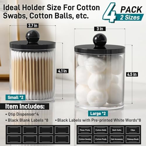 4 Pack Acrylic Qtip Holder Dispenser - Image 3