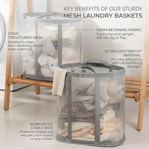 Wall-Mounted Foldable Laundry Basket, 41L Mesh Hamper, 2 Pack - Image 6