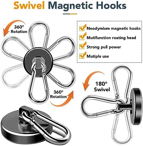 MIKEDE Strong Magnetic Hooks Heavy Duty 110LB+ Swivel Neodymium Magnets - Image 3