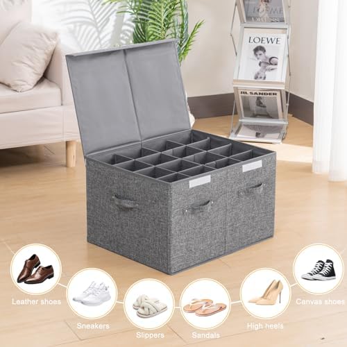 Shoe Organizer for Closet Fits 16 Pairs, Large Shoe Storage Box Bins - Image 5