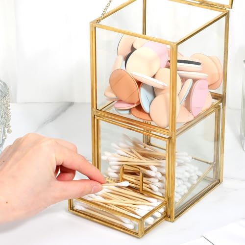 Glass Qtip Holder with Lid, Elegant Glass Q Tip Holder - Image 5