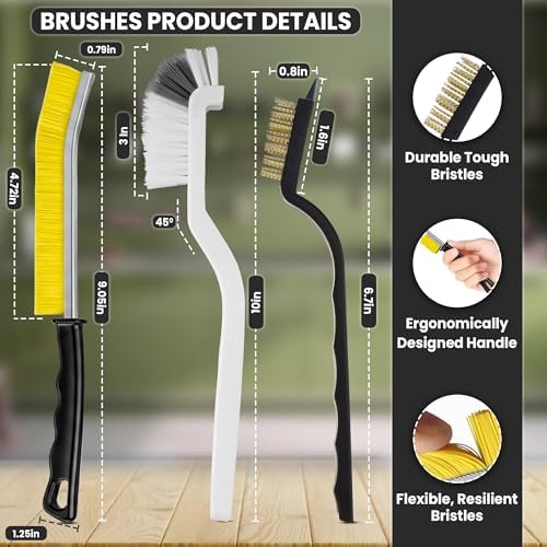 8 Pcs Crevice Cleaning Brush Set Hard Bristle Tools - Image 2