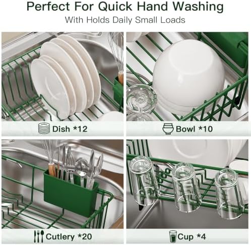 MAJALiS Green Dish Drying Rack Over Sink - Image 7