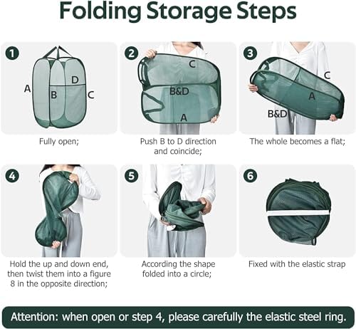 Collapsible Laundry Hamper Basket, Pop Up Mesh Foldable Bag - Image 7