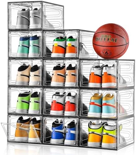 Stebopum 12 Pack Shoe Boxes Shoes Organizer, Shoe Storage Organizer Boxes by Stebopum