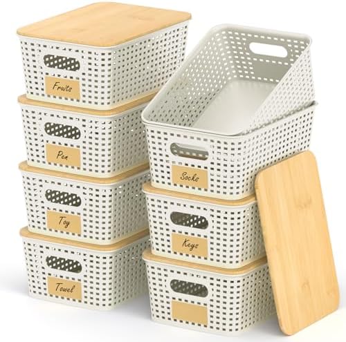 Stackable Storage Baskets: 8 Pack Plastic Baskets Bins by Uvellgift