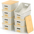 Stackable Storage Baskets: 8 Pack Plastic Baskets Bins by Uvellgift