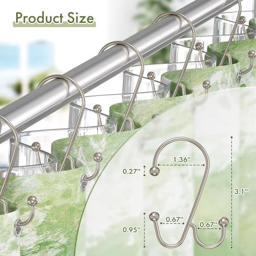 Bathway Shower Curtain Hooks Rings Nickel, Double Shower Hooks - Image 6