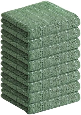 Homaxy 100% Cotton Terry Kitchen Towels, 8 Pack, Grass Green by Homaxy