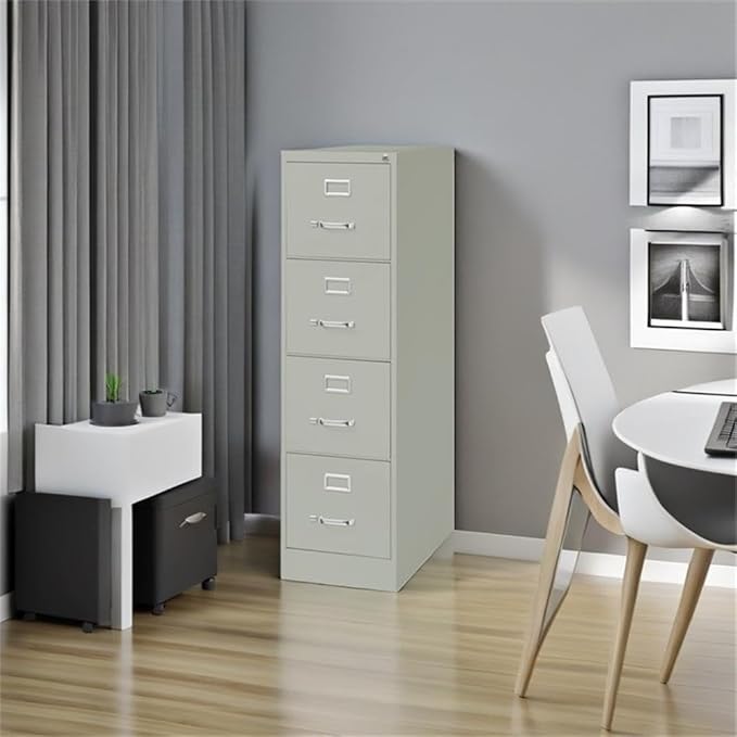 Scranton & Co 52" x 26.5" Modern Metal Letter Vertical Filing Cabinet with 4 Drawers & Core-Removable Lock, Fully Assembled Steel Construction, in Light Gray Finish