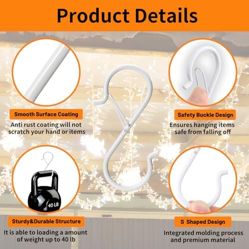12 Pack 5 Inch S Hooks for Hanging, Heavy Duty S Hooks - Image 3
