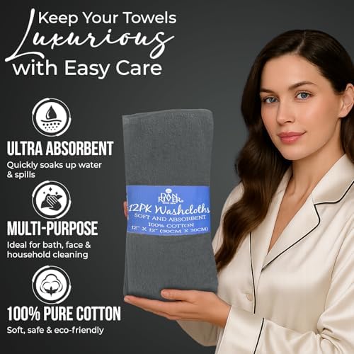 DAN RIVER 12 Pack Cotton Wash Cloths Set - Image 3