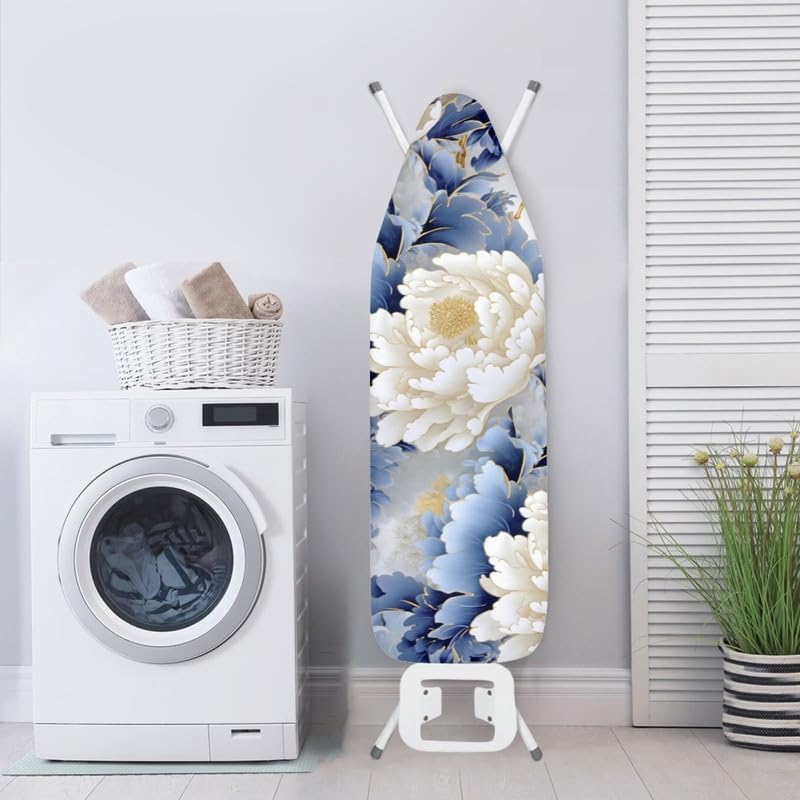 Peony Flower Ironing Board Cover Blue White Gradient Chinese Rose Polyester - Image 4