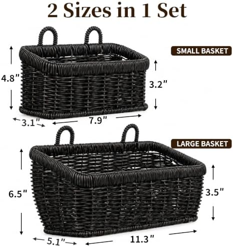Wall Hanging Baskets, 2 Pack Woven Wicker Baskets - Image 2