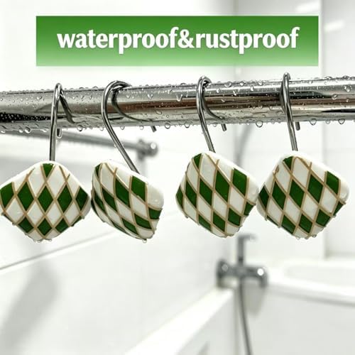 Decorative Geometric Shower Curtain Hooks, Rustproof Metal Shower Hooks - Image 4