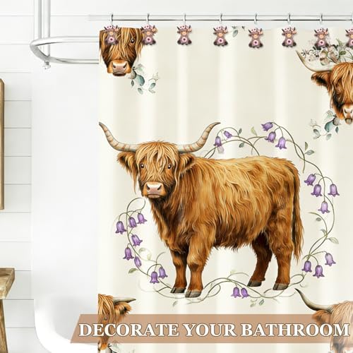 Highland Cow Shower Curtain Hooks 12pcs Resin Decorative Shower Curtain Hooks - Image 6