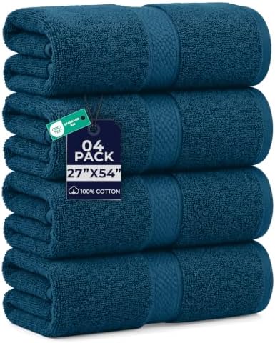 DAN RIVER 600 GSM Cotton Large Bath Towels Set of 4, 27 x 54 Inches by DanRiver