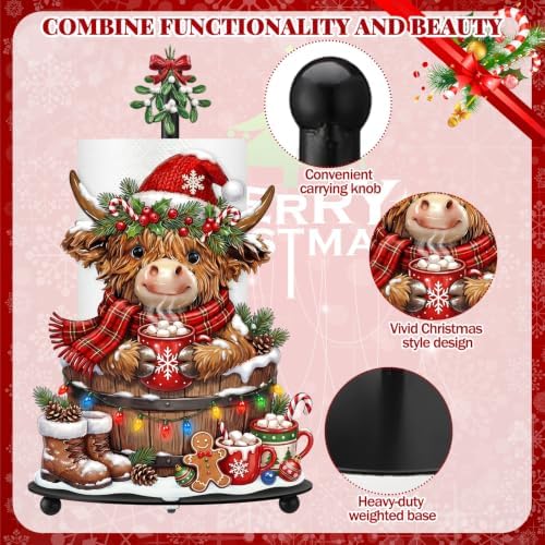 Chunful Highland Cow Christmas Paper Towel Holder - Image 4