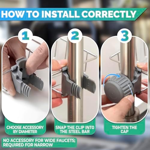 Kitchen Sink Faucet Organizer, 6.77 in, Fits 0.59-1.18 in Pipes - Image 5