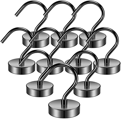 Grtard 10PCS Black Strong Magnetic Hook, 50lbs Neodymium Magnet by Grtard
