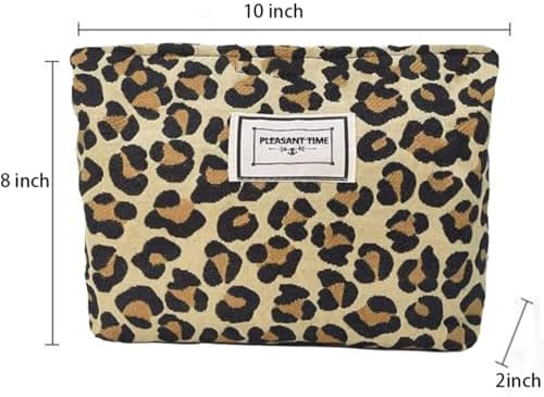 SxoSyo Leopard Makeup Bags, Large Canvas Cosmetic Pouch - Image 5