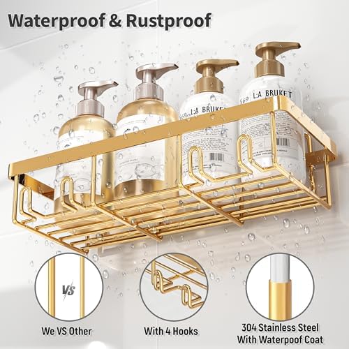 Liuoud 10 Pack Shower Caddy for Inside shower, Brite Gold Bathroom Storage - Image 5