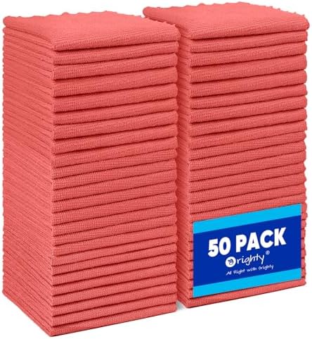 Orighty Microfiber Cleaning Cloth Bulk, 50 Pack Shop Towels 12x12 Inch by AllRightinOrighty