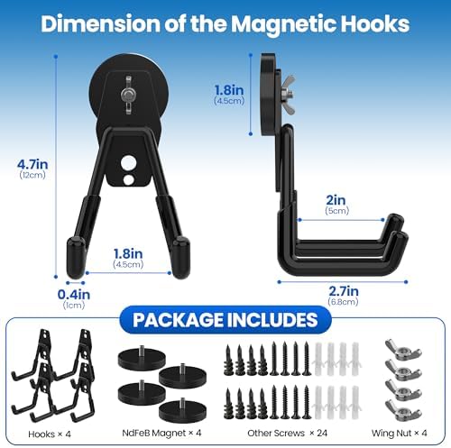 4 Pack Large Magnetic Hooks Heavy Duty Extra Strong Magnetic Garage Hooks Big - Image 2