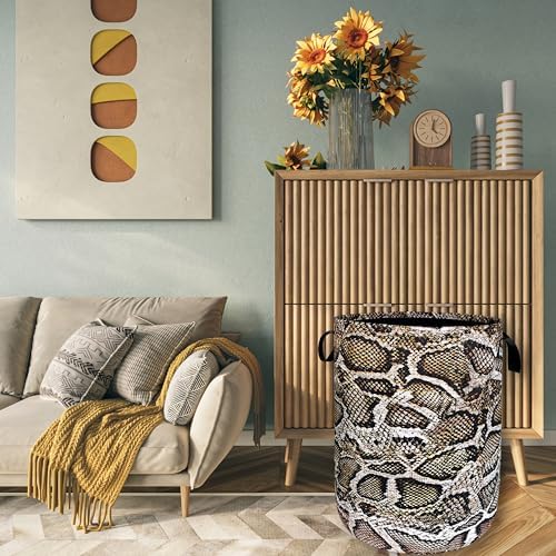 Snake Printed Laundry Basket Oxford Cloth Foldable Hamper 18.9x16.5 Inch - Image 7