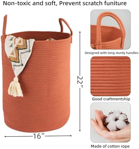 XUANGUO Cotton Rope Laundry Basket Hamper - Image 2