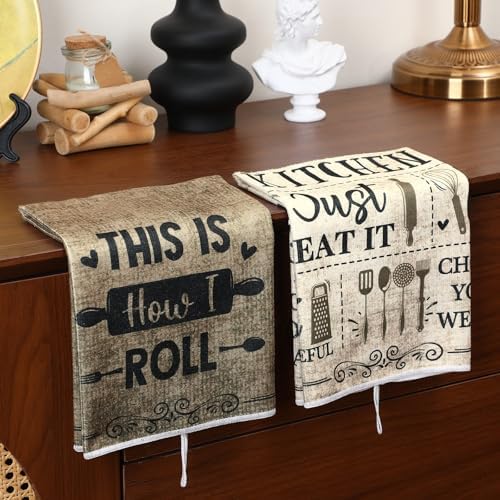 Bencailor 6 Pcs Retro Kitchen Towels Decorative Sets Farmhouse Dish Towels - Image 4