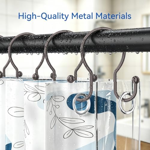 OEH Shower Curtain Hooks, Metal Shower Curtain Hangers, Double Hook Shower - Image 5