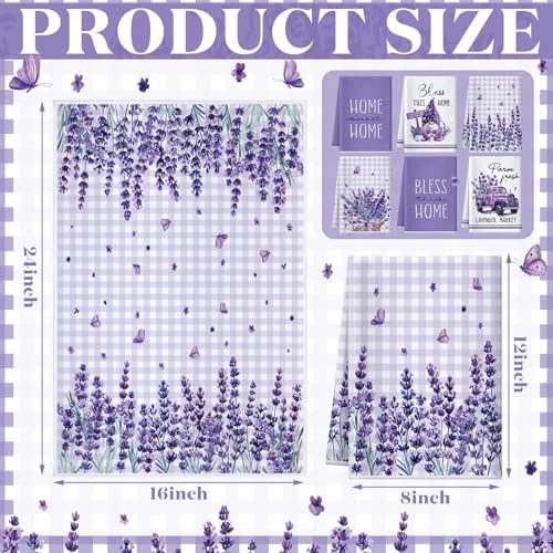 VitalCozy 6 Pcs Lavender Kitchen Towels Set - Image 3