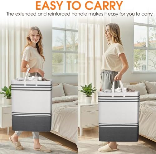 2 Pack Large Home Laundry Basket, Laundry Hamper, Freestanding Waterproof Dirty - Image 6
