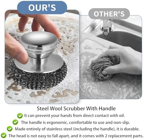 4Pcs Steel Wool Scrubber Set, Stainless Steel Scrubber - Image 4