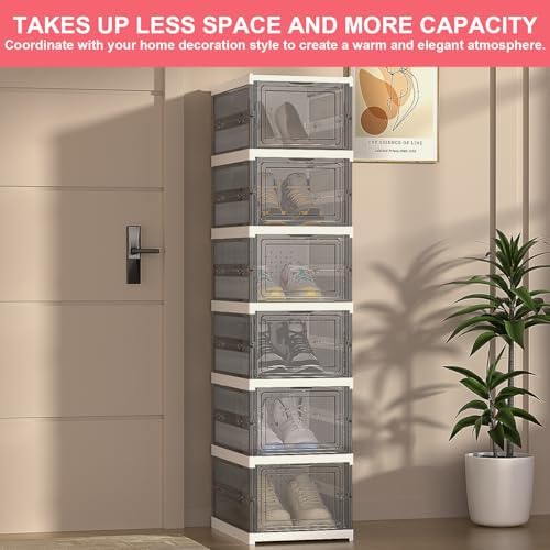 Foldable Shoe Storage Organizer, Stackable Boxes - Image 7