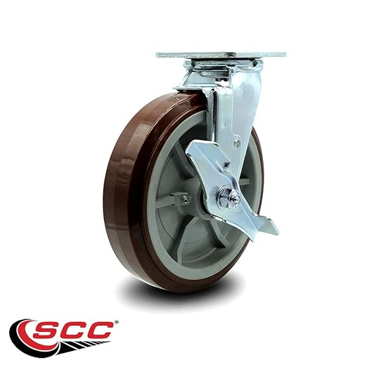 Service Caster Brand Replacement Caster for Uline Caster H-4943SWB - Swivel Top Plate Caster with 8 Inch Polyurethane Wheel and Top Lock Brake - Fits Platform, U-Boat and Panel Trucks H-4148