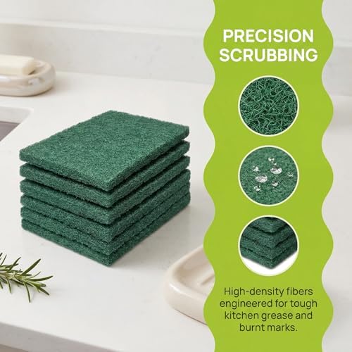 Green Scrubbing Pads 6-Pack, Kitchen Scourer - Image 2