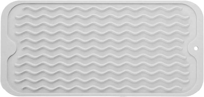 Silicone Dish Drying Mat, Non-Slip Easy Clean Sink Mat, Translucent, Large by MODENGKONGJIAN