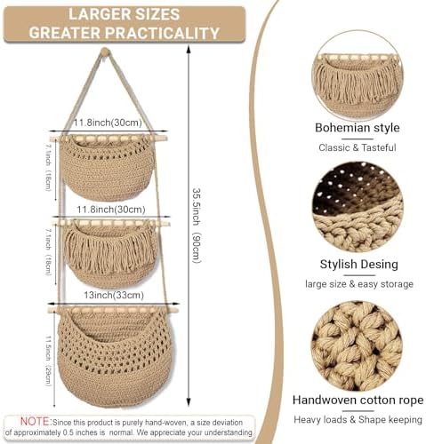 Halidali 3 Tier Hanging Fruit Baskets - Image 2