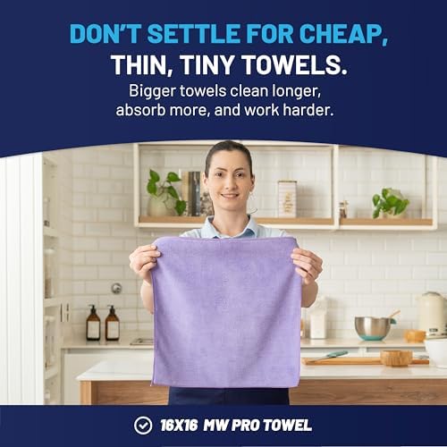 MW Pro Microfiber Cleaning Cloth | Purple | 12 Pack | 16” x 16” | All Purpose - Image 3